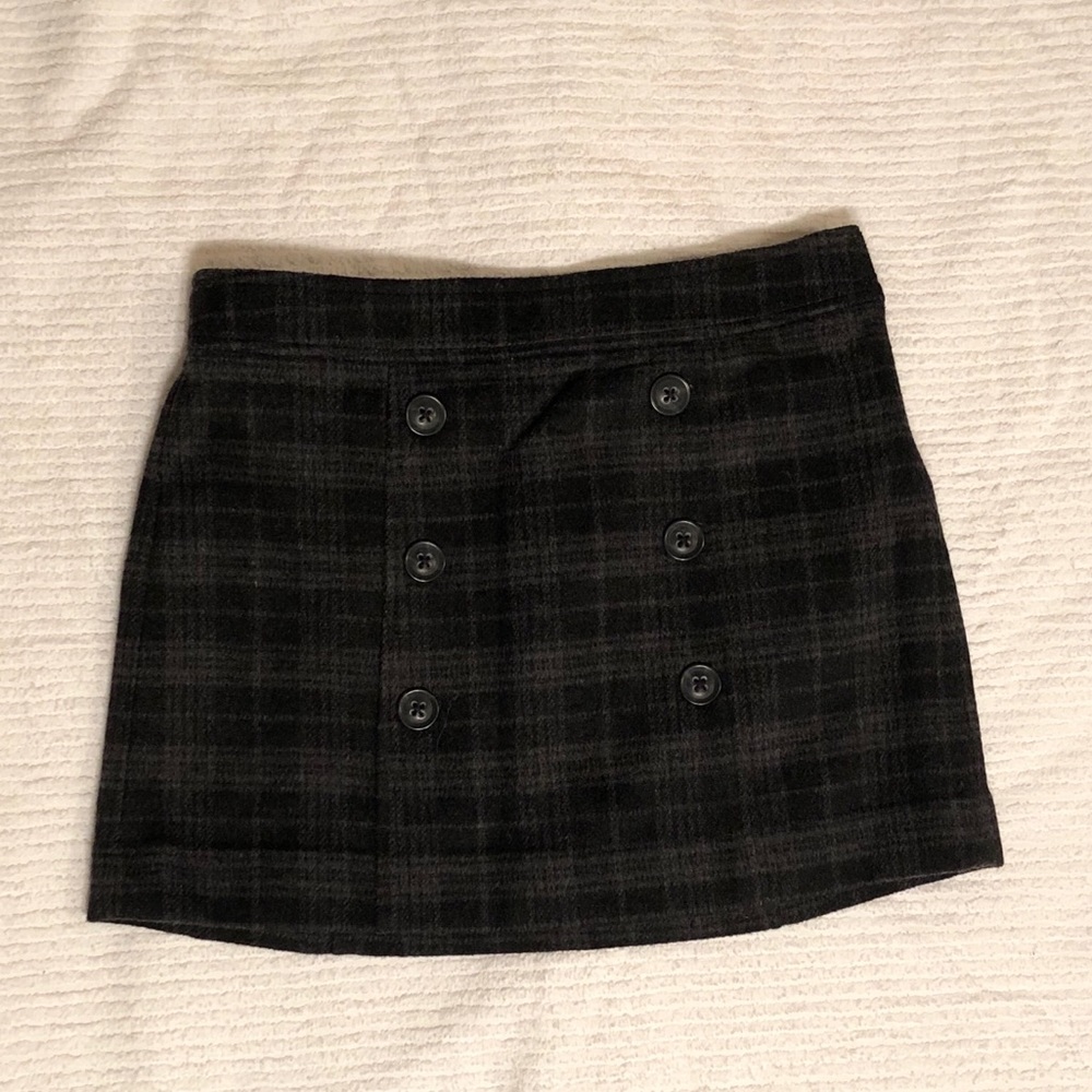 GAP | Black Plaid Wool Mini Skirt